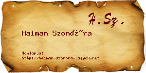 Haiman Szonóra névjegykártya